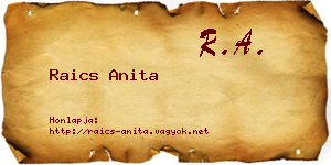 Raics Anita névjegykártya